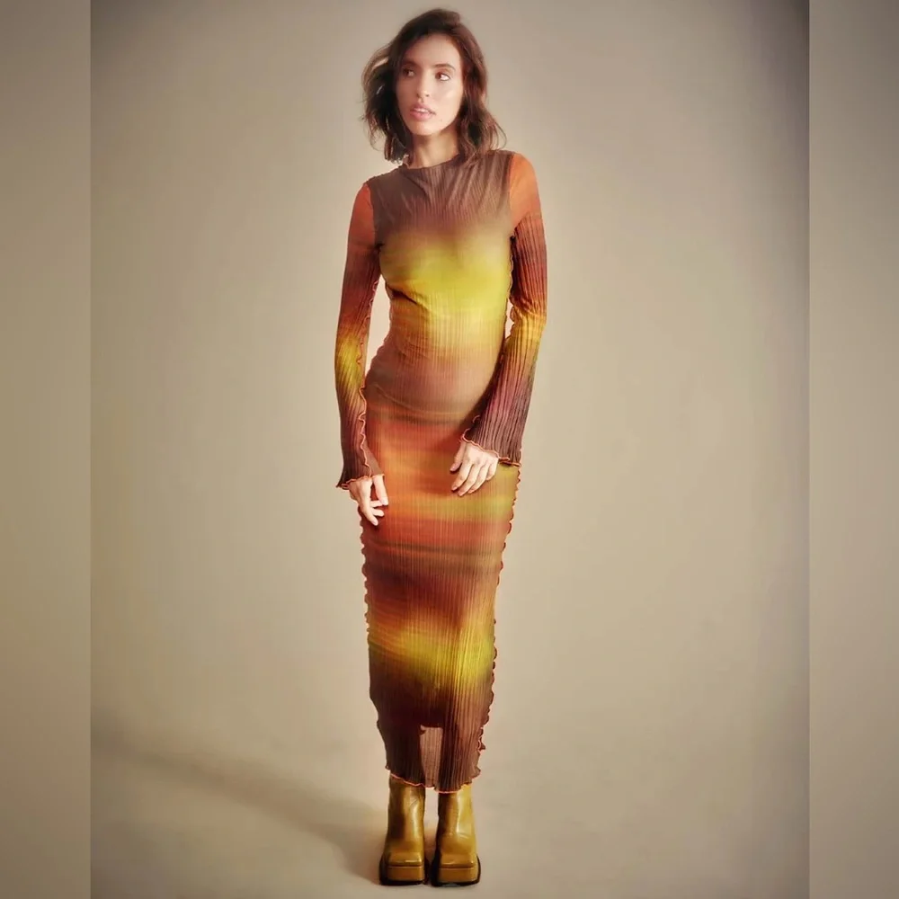Faithfull the Brand Ombre Maxi Dress in Rust, Olive & Chocolate - Picture 7 of 7